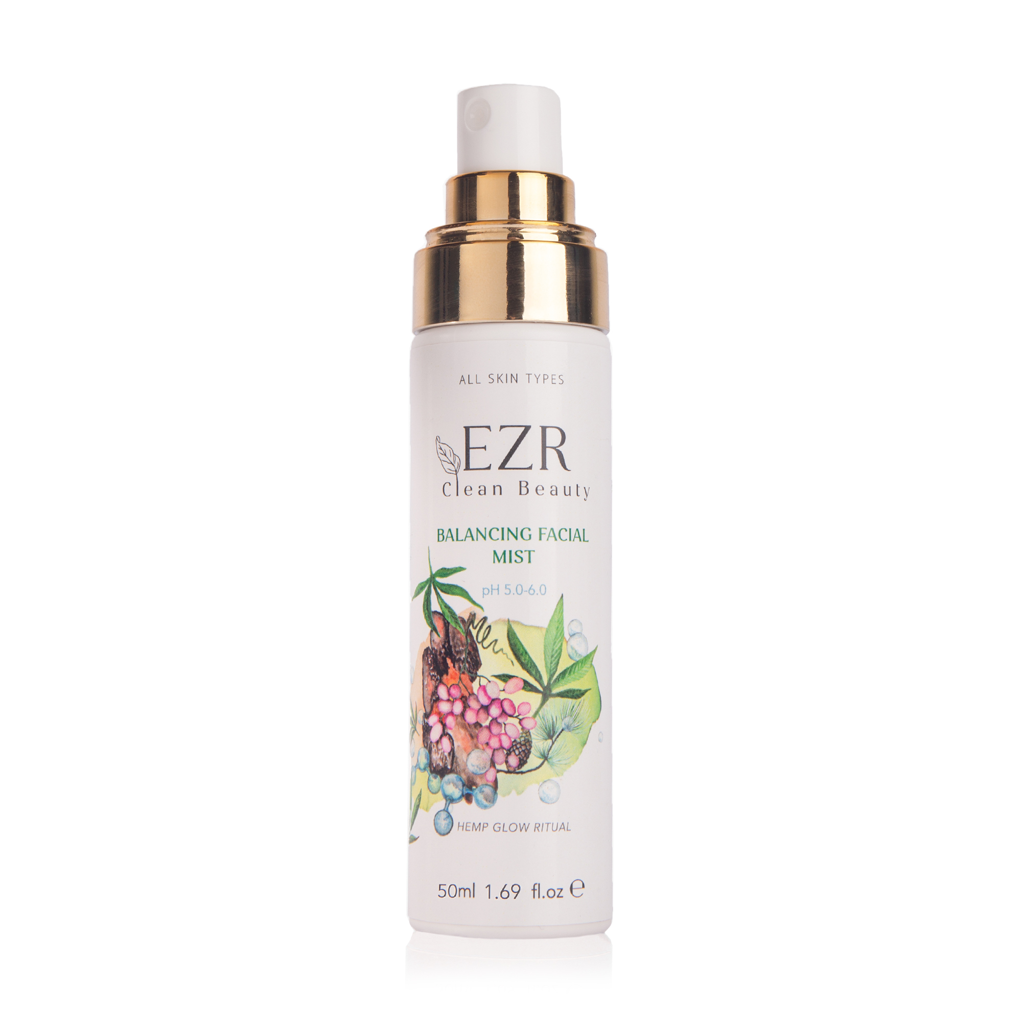 Балансувальний тонік-міст EZR Clean Beauty Balancing Facial Mist pH 5.0-6.0 для всіх типів шкіри обличчя, 50 мл